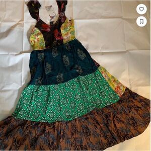 Boho Summer Layered Ruffled Straps Smocked Back Sundress Hippie Y2K Festival NWT